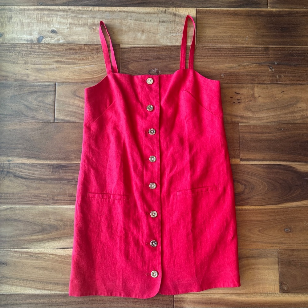 J. Crew Red Button-Front Mini Dress